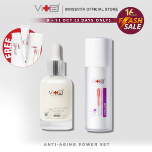 Swissvita 【Anti-Aging Power Set】Peptide serum 30ml + Retinol serum 30ml, FREE Cleanser 30g + Toner 30ml + Skin serum 5g