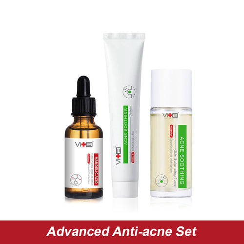 【Advanced Anti acne Set】Swissvita Acne Soothing Toner 120ml, Acne Soothing Serum 50g, Mandelic Acid Serum 30ml