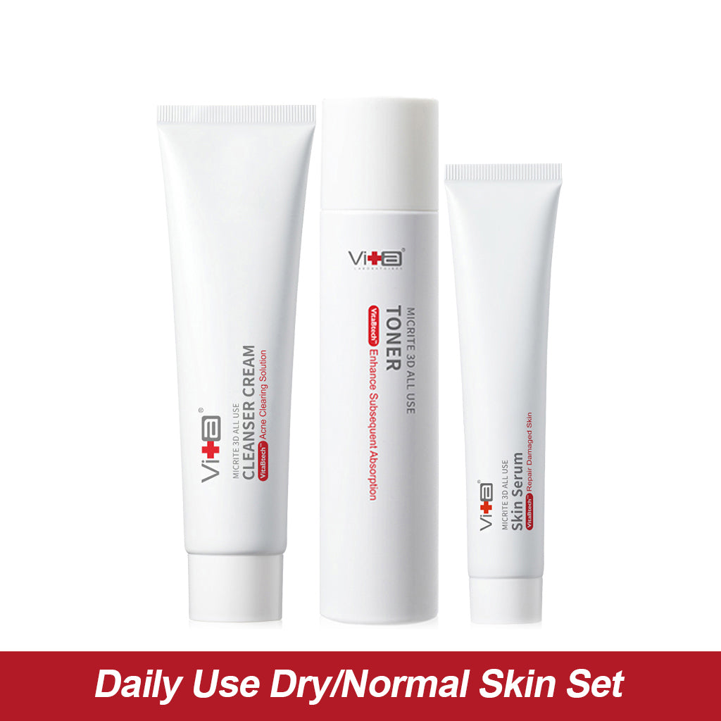 【45% OFF】Daily Use: Dry Skin & Normal Skin - Swissvita Cleanser Cream (100g) + Toner (200ml) + Skin Serum (50g)
