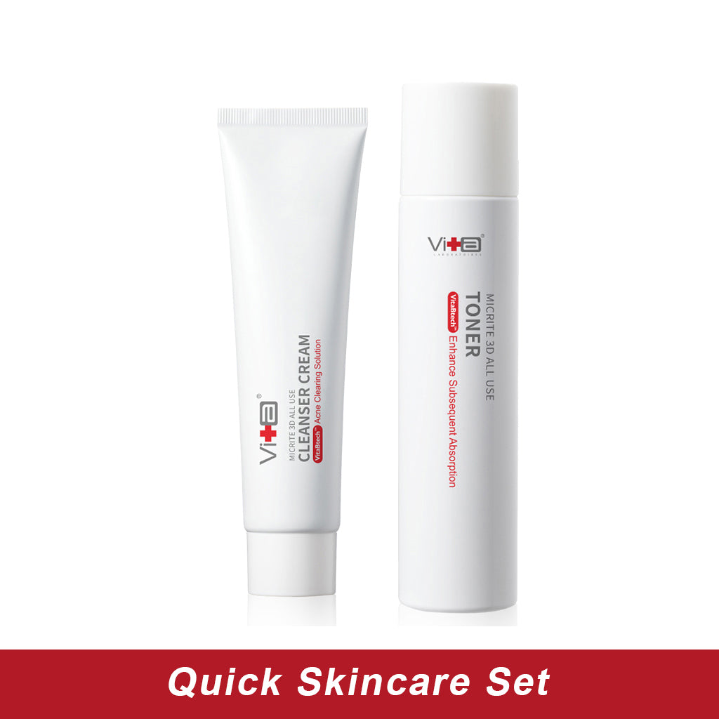 【Quick Skincare Set】Swissvita Micrite 3D All Use Cleanser Cream 100g (VitaBtech) + Swissvita Micrite 3D All Use Toner-200ml (VitaBtech)薇佳微晶3D全能洗颜霜 (VitaBtech) + 薇佳微晶3D全能化妆水 -200ml (VitaBtech)