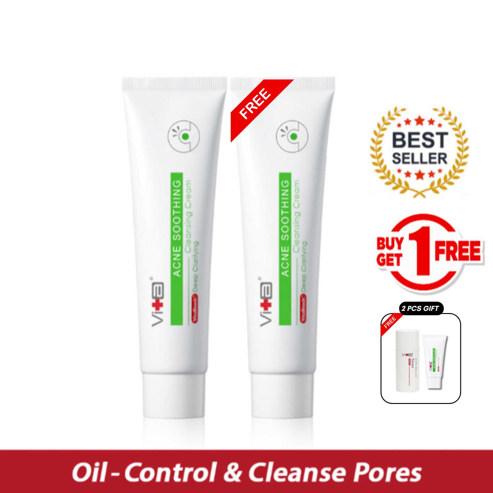 【Buy 1 Free 1】Swissvita Acne Soothing Cleansing Cream 100g x 2pcs