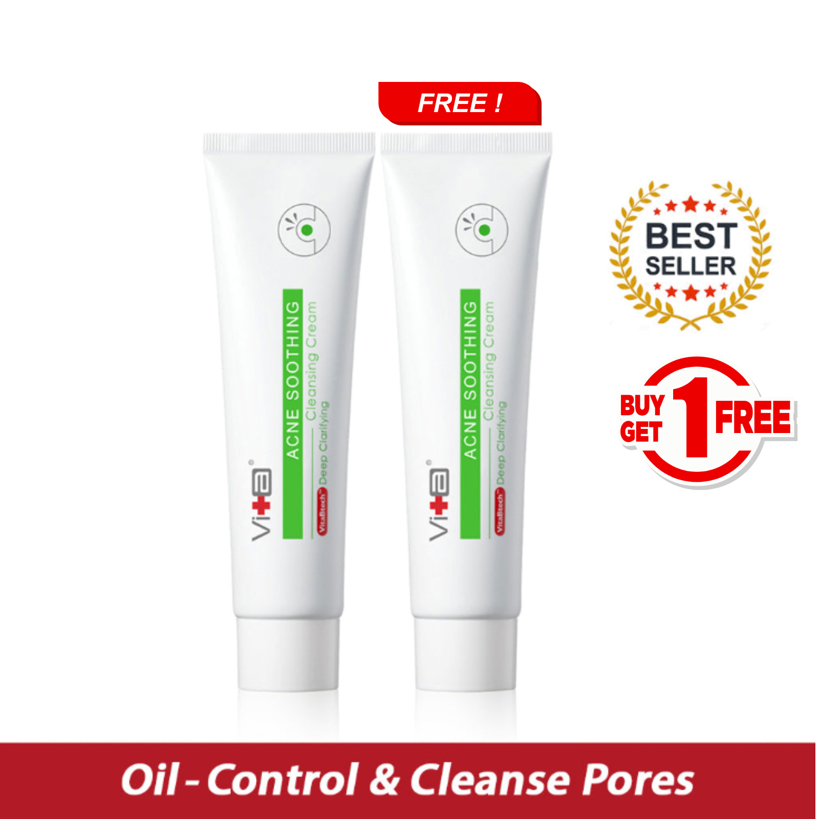 【Buy 1 Free 1】Swissvita Acne Soothing Cleansing Cream 100g x 2pcs