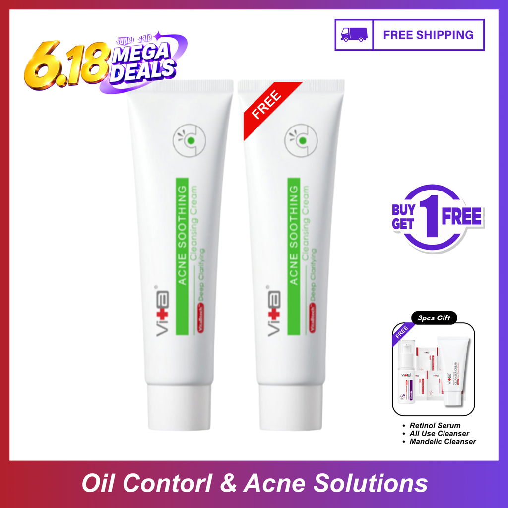 【买一送一】Swissvita Acne Soothing Cleanser Cream (VitaBtech)  薇佳速效抗痘调理洁面乳 - (100g)