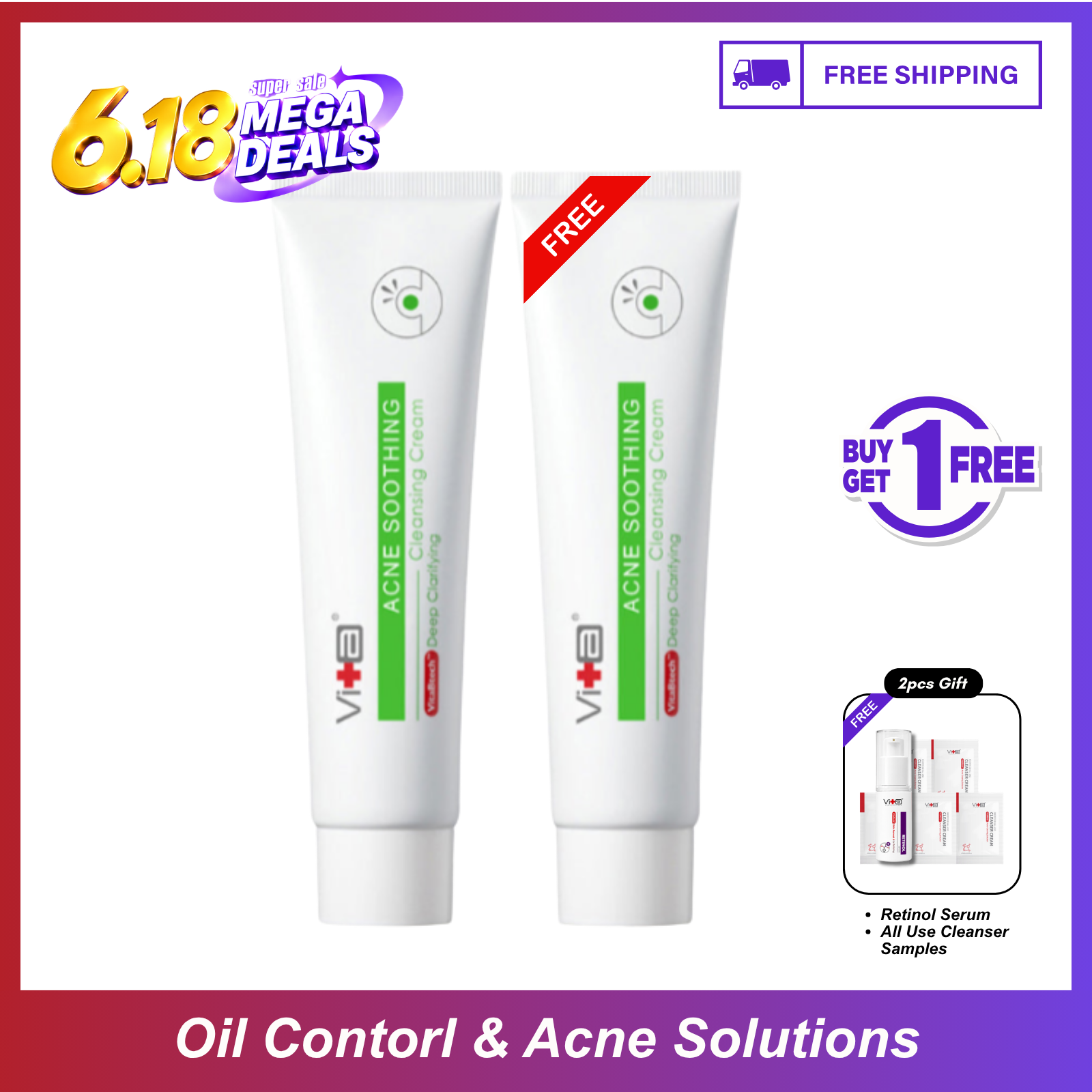 【Buy 1 Free 1】Swissvita Acne Soothing Cleansing Cream (100g) x 2pcs