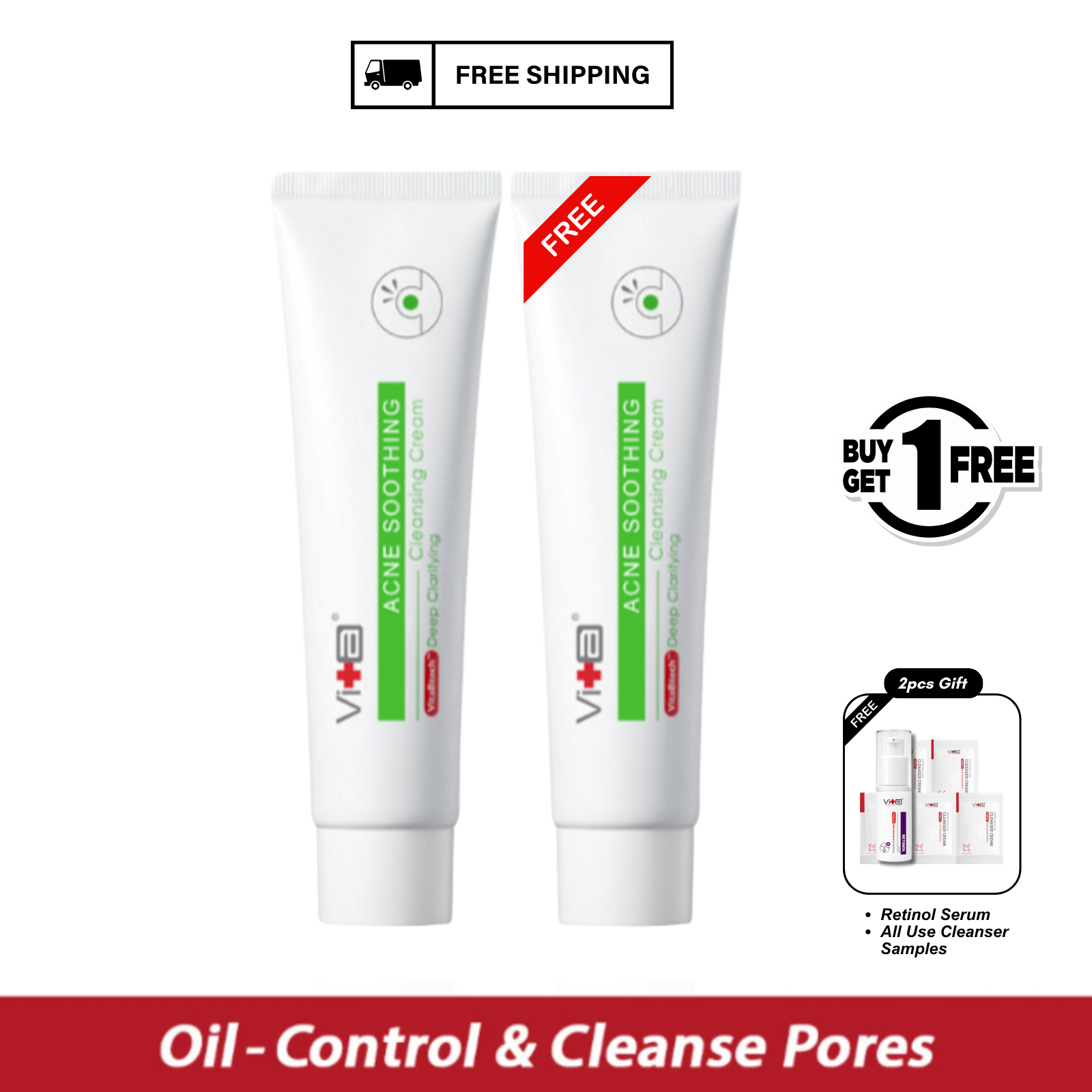 【Buy 1 Free 1】Swissvita Acne Soothing Cleansing Cream (100g) x 2pcs