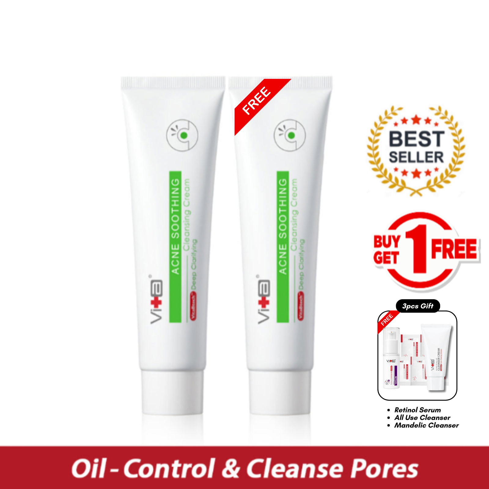 【Buy 1 Free 1】Swissvita Acne Soothing Cleansing Cream (100g) x 2pcs