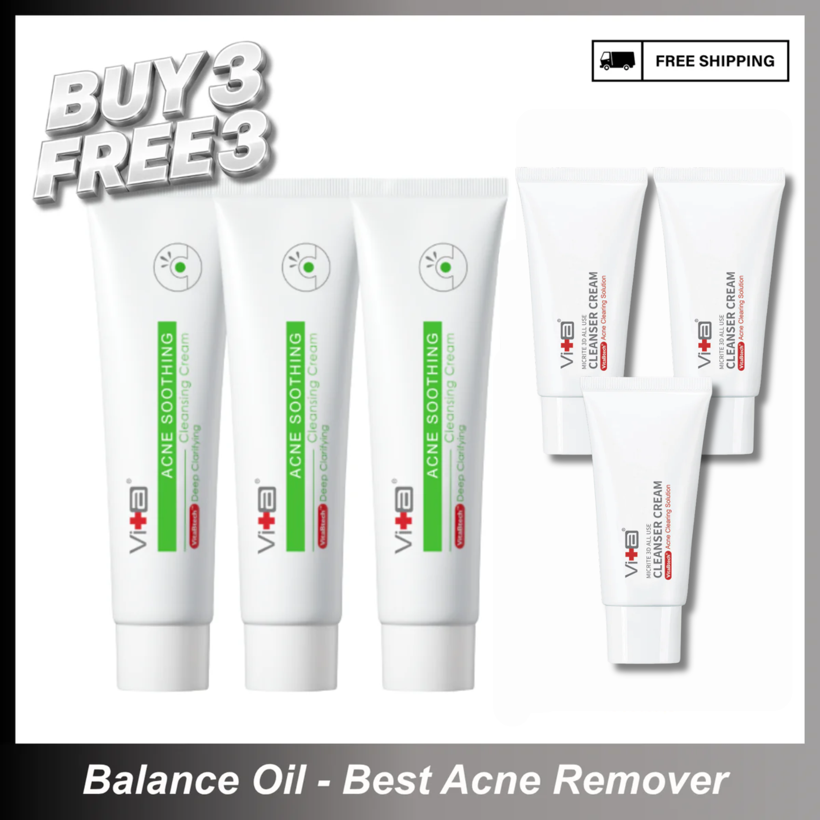 【Buy 3 Free 3】Breakout-Free Bundle - Swissvita Acne Soothing Cleansing Cream (100ml) x 3pcs