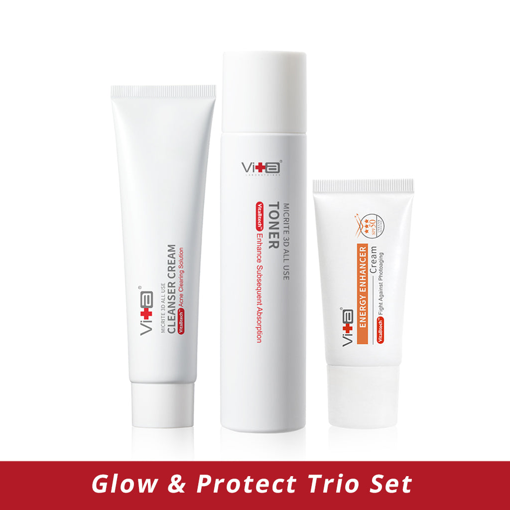 【45% OFF】Glow & Protect Trio Set - Swissvita Energy Enhancer Cream (30g) + Cleanser Cream (100ml) + Toner (200ml)