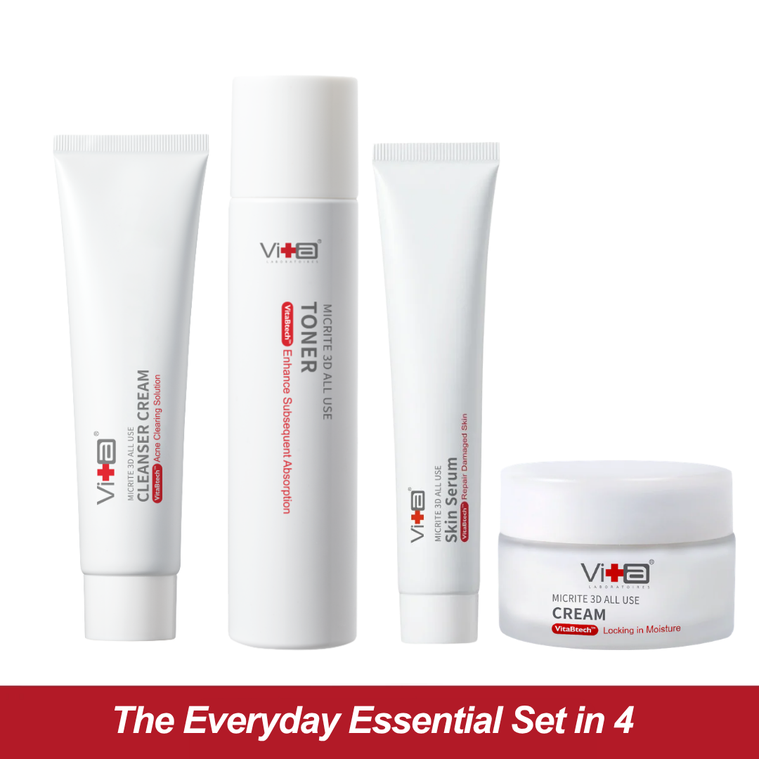 【The 4-Step Perfect Skin Routine】Swissvita All Use Cleanser (100g) + All Use Cream (60ml) + All Use Toner (200ml) + Skin Serum (50g)