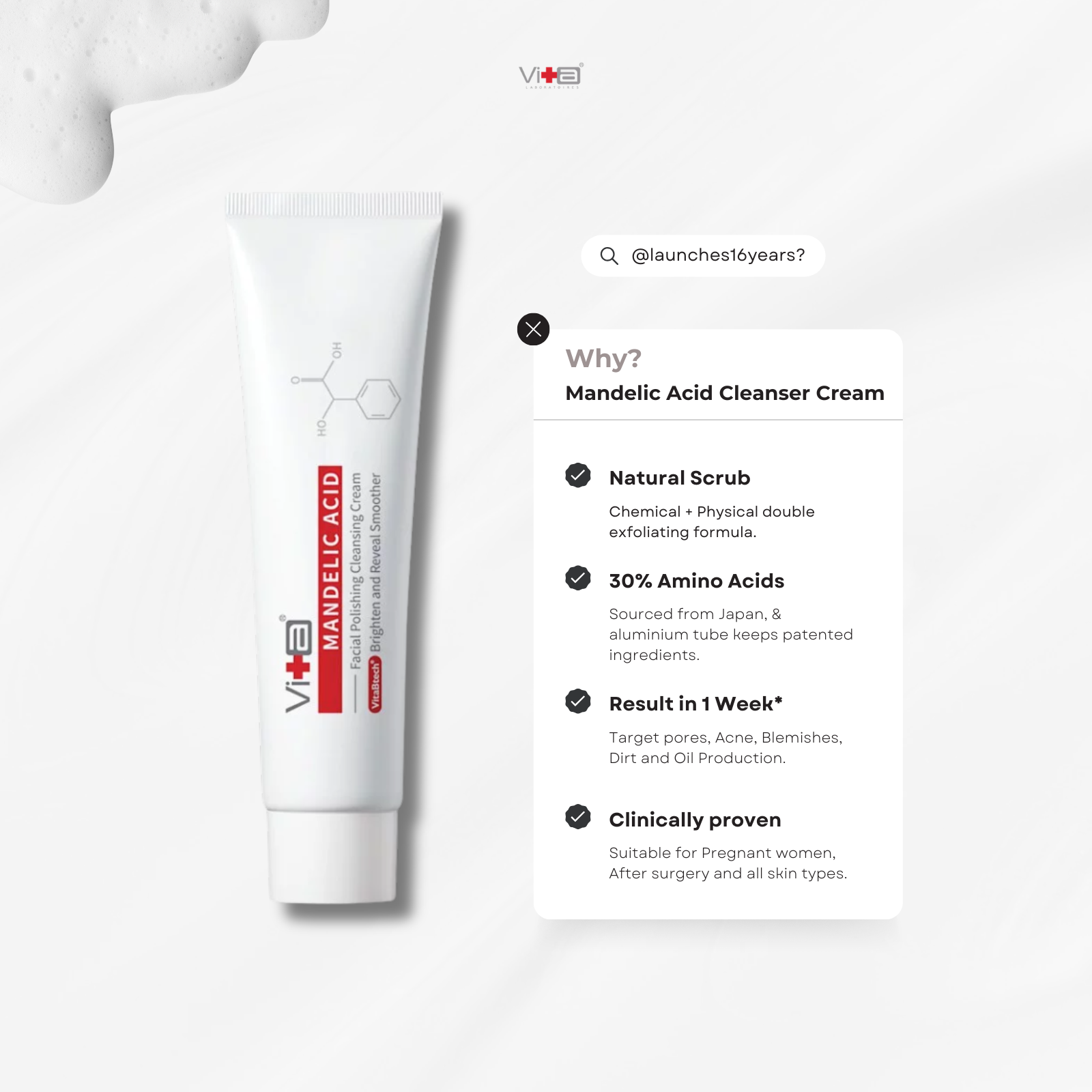 【Buy 1 Free 1】Swissvita Mandelic Acid Facial Polishing Cleansing Cream 100ml x 2 pcs