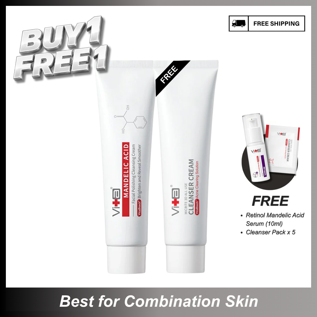 【畅销洁面产品】Swissvita洁面霜100ml + Swissvita杏仁酸面部磨砂洁面霜100ml