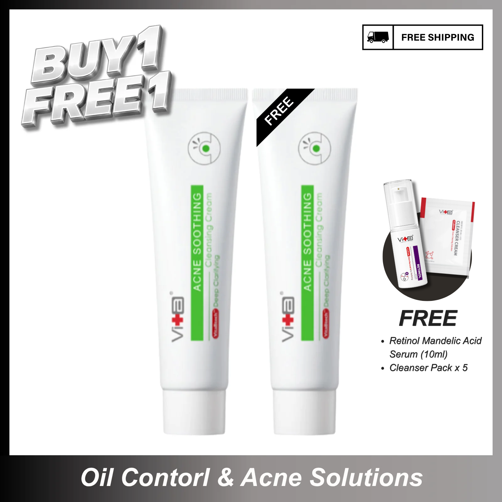 【Buy 1 Free 1】Swissvita Acne Soothing Cleansing Cream (100ml) x 2pcs