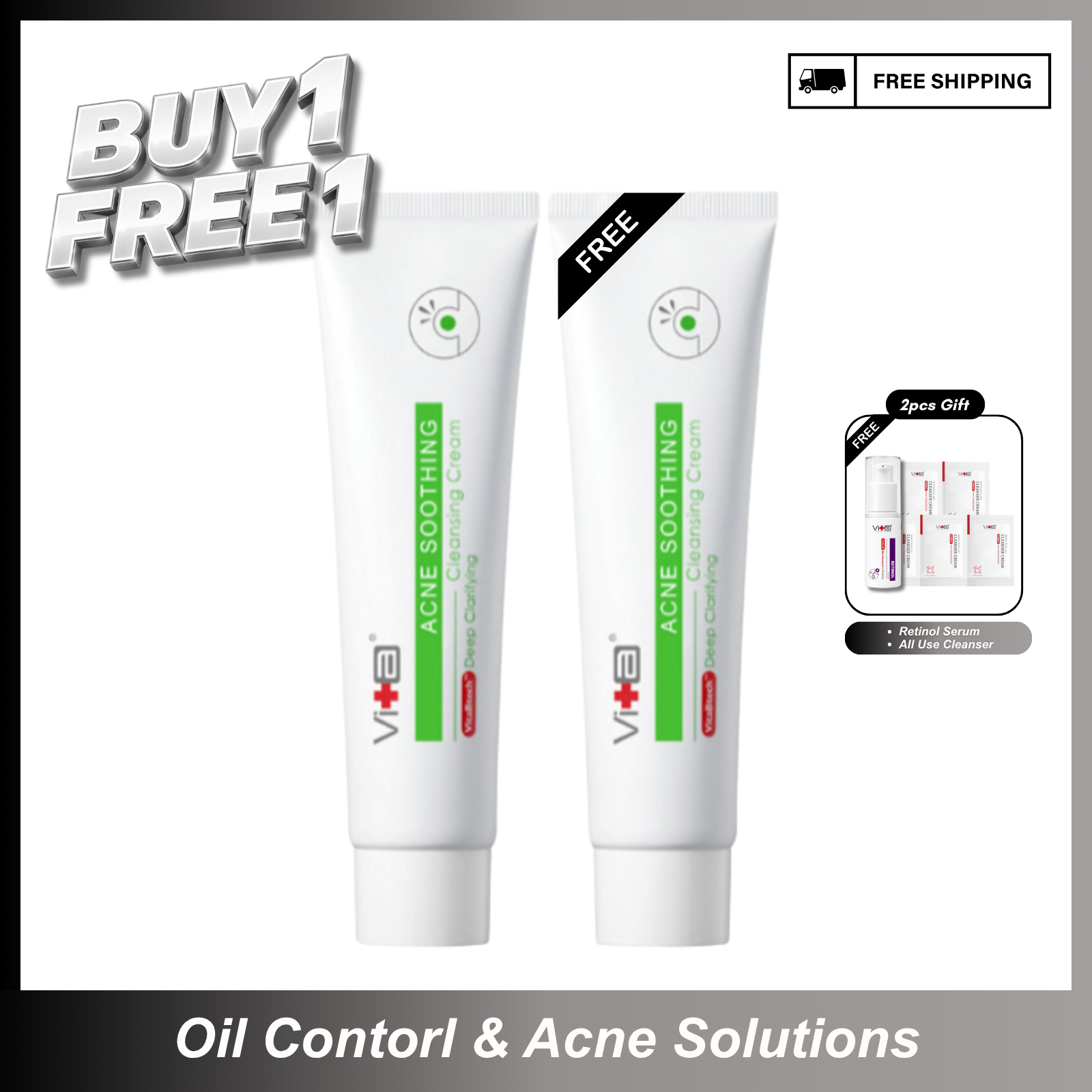 【Buy 1 Free 1】Swissvita Acne Soothing Cleansing Cream (100ml) x 2pcs