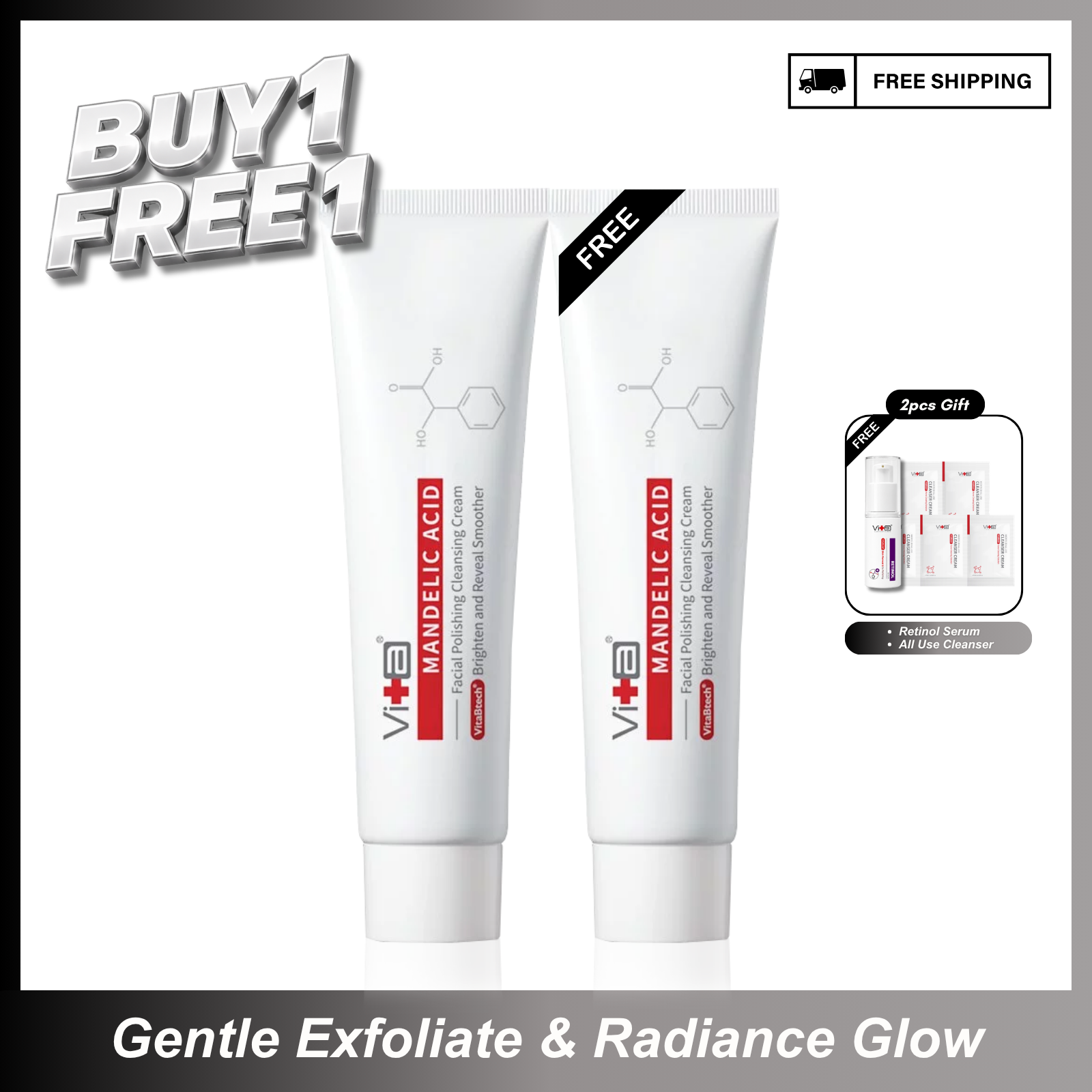 【Buy 1 Free 1】Swissvita Mandelic Acid Facial Polishing Cleansing Cream (100ml) x 2 pcs
